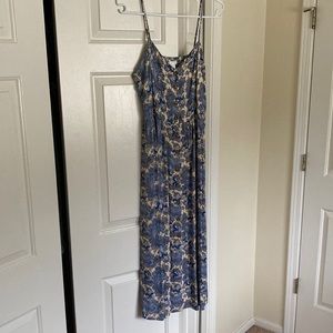 Blue paisley midi button dress